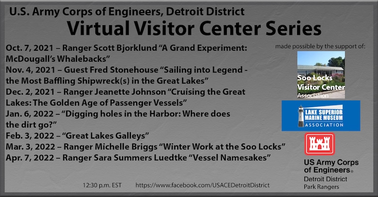 Detroit District's Virtual Visitor Center series from Oct. 2021 to April 2022.