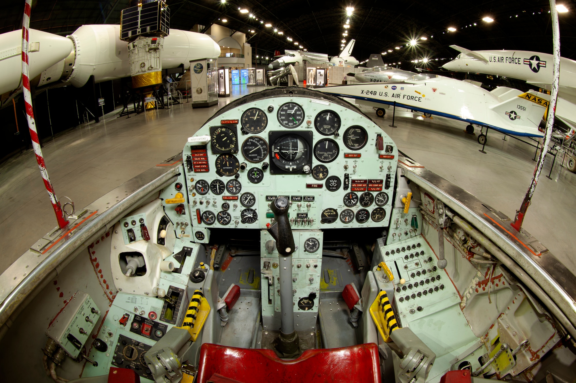 Cockpit view of the North American X-15A-2 on display in the National Museum of the U.S. Air Force Space Gallery.
