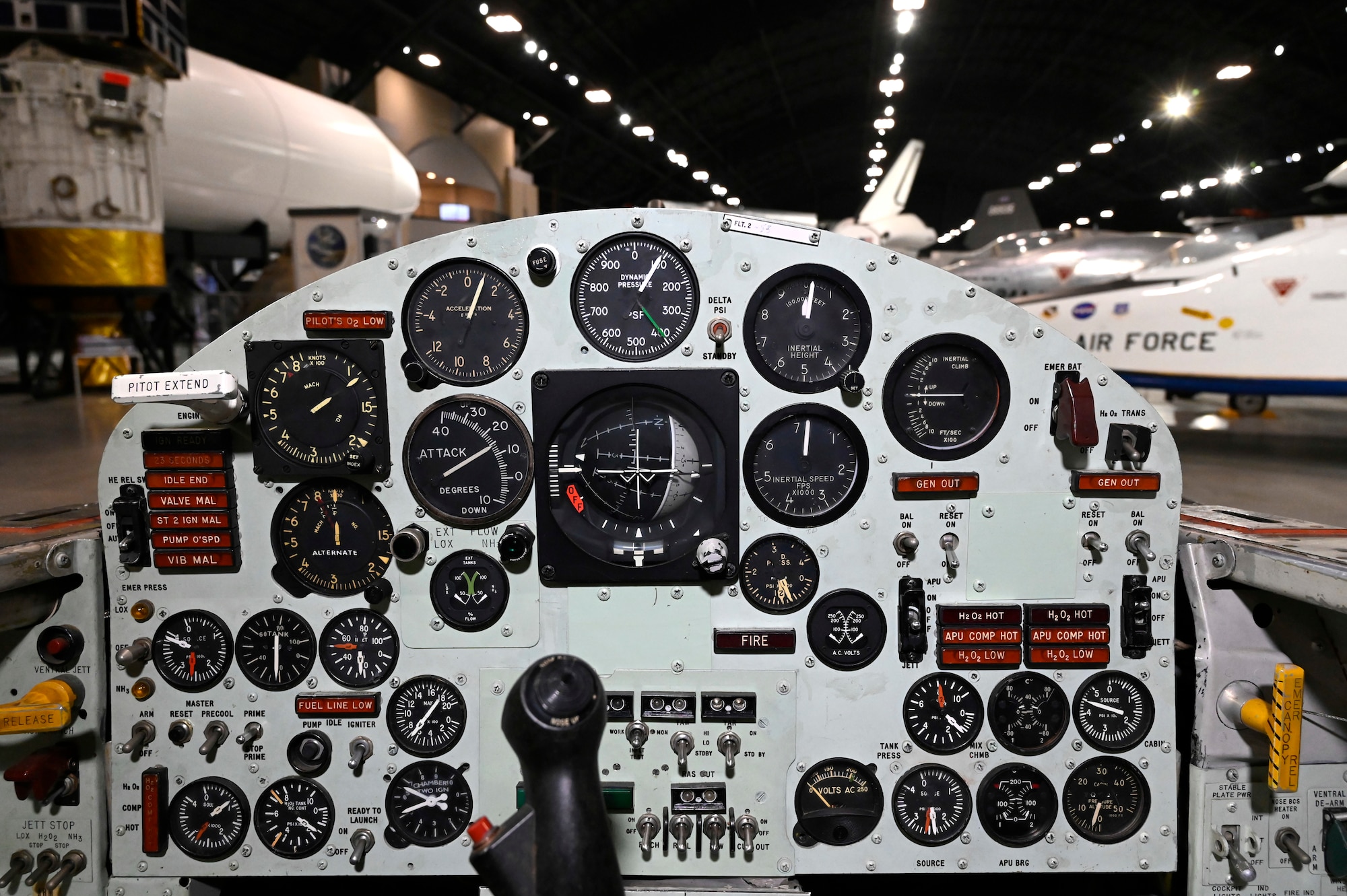 Cockpit views of the North American X-15A-2 on display in the National Museum of the U.S. Air Force Space Gallery.