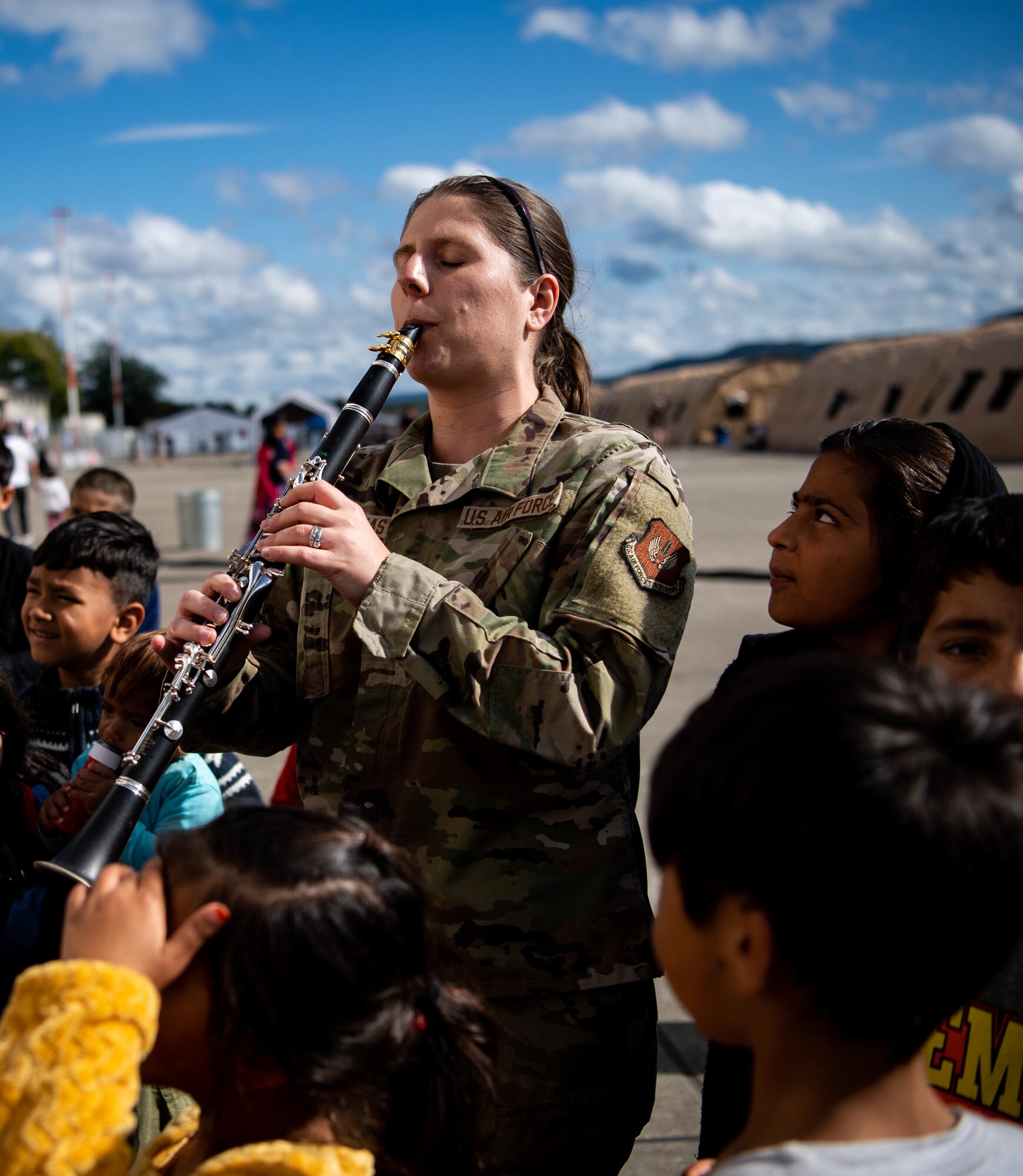 Airman plays the clarinet.