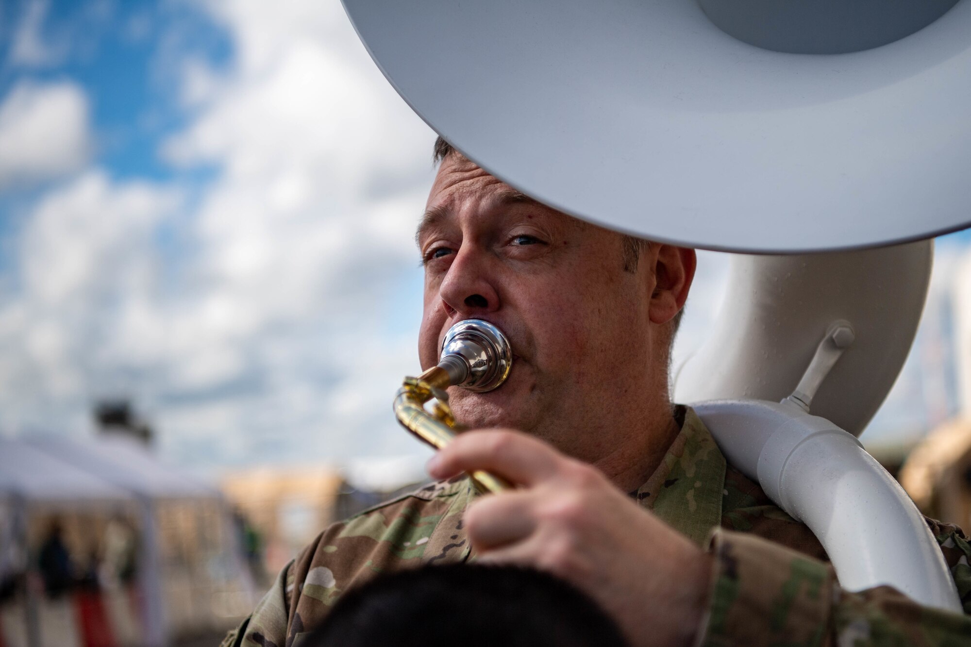 Airman plays the tuba