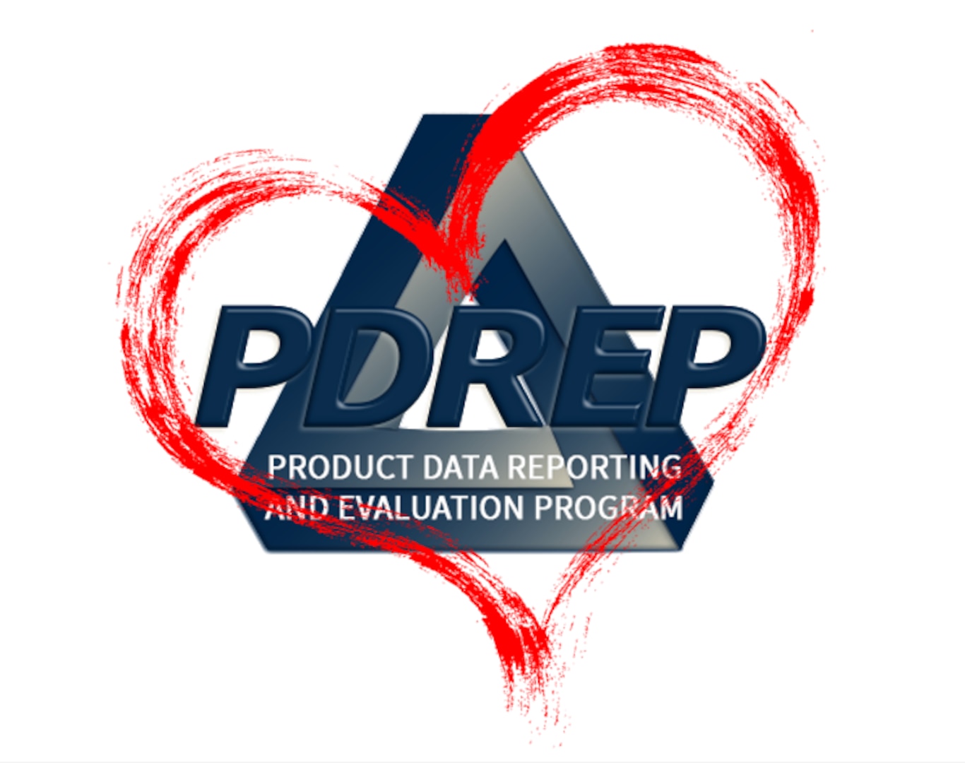 Logo with the words Product Data Reporting and Evaluation Program with a red heart around it