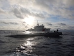 USCGC Northland (WMEC 904) interdicts a low-profile vessel in the Eastern Pacific Ocean in August 2021