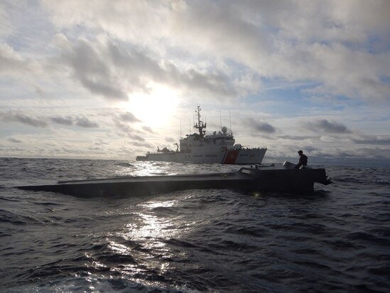 USCGC Northland (WMEC 904) interdicts a low-profile vessel in the Eastern Pacific Ocean in August 2021