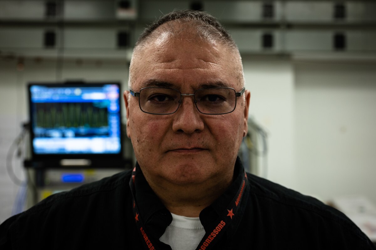 Alfred Valero, a 354th Maintenance Squadron field engineer, poses for a portrait on Eielson Air Force Base, Alaska, Oct. 4, 2021.