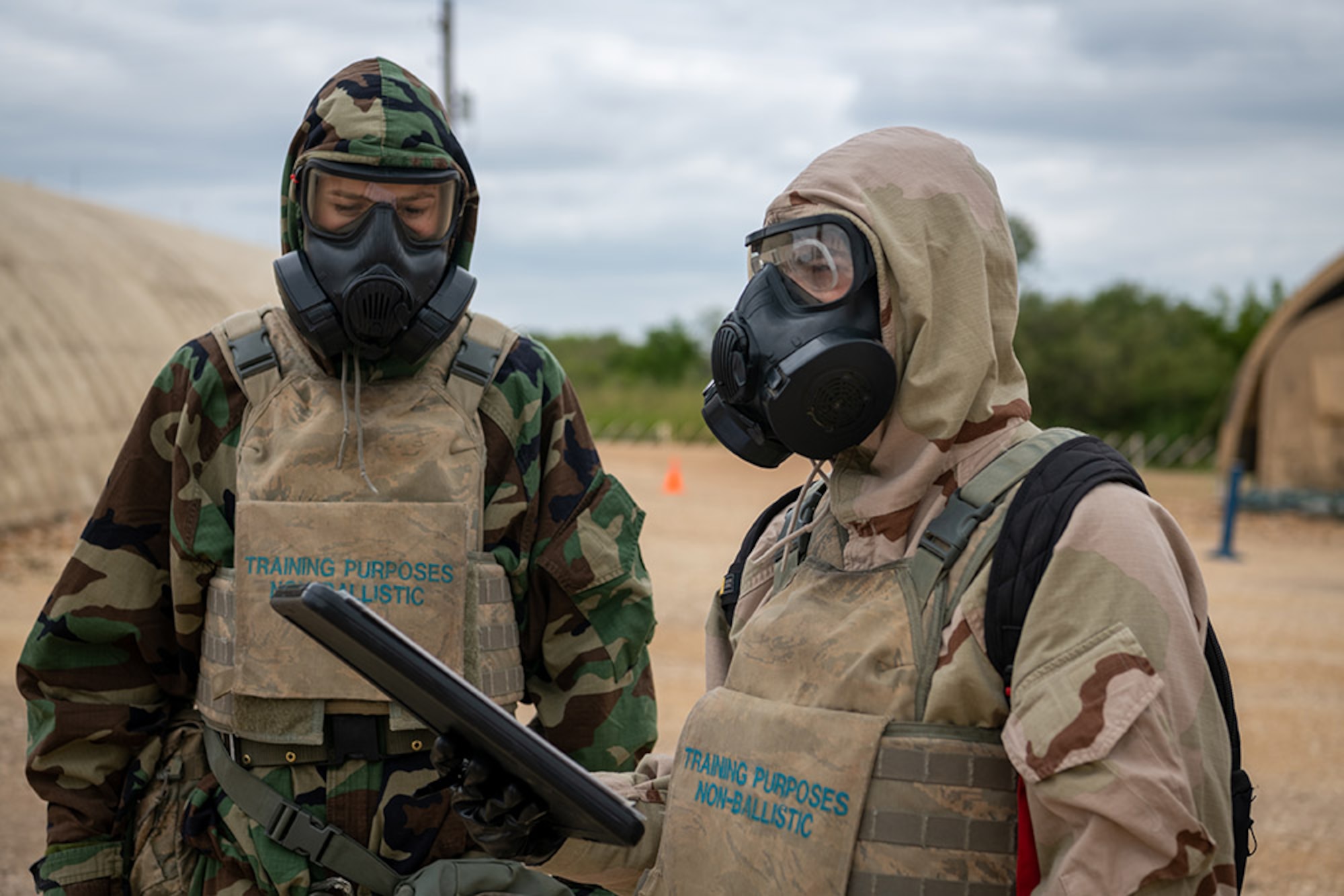 Trainees take part in CBRN Defense training.