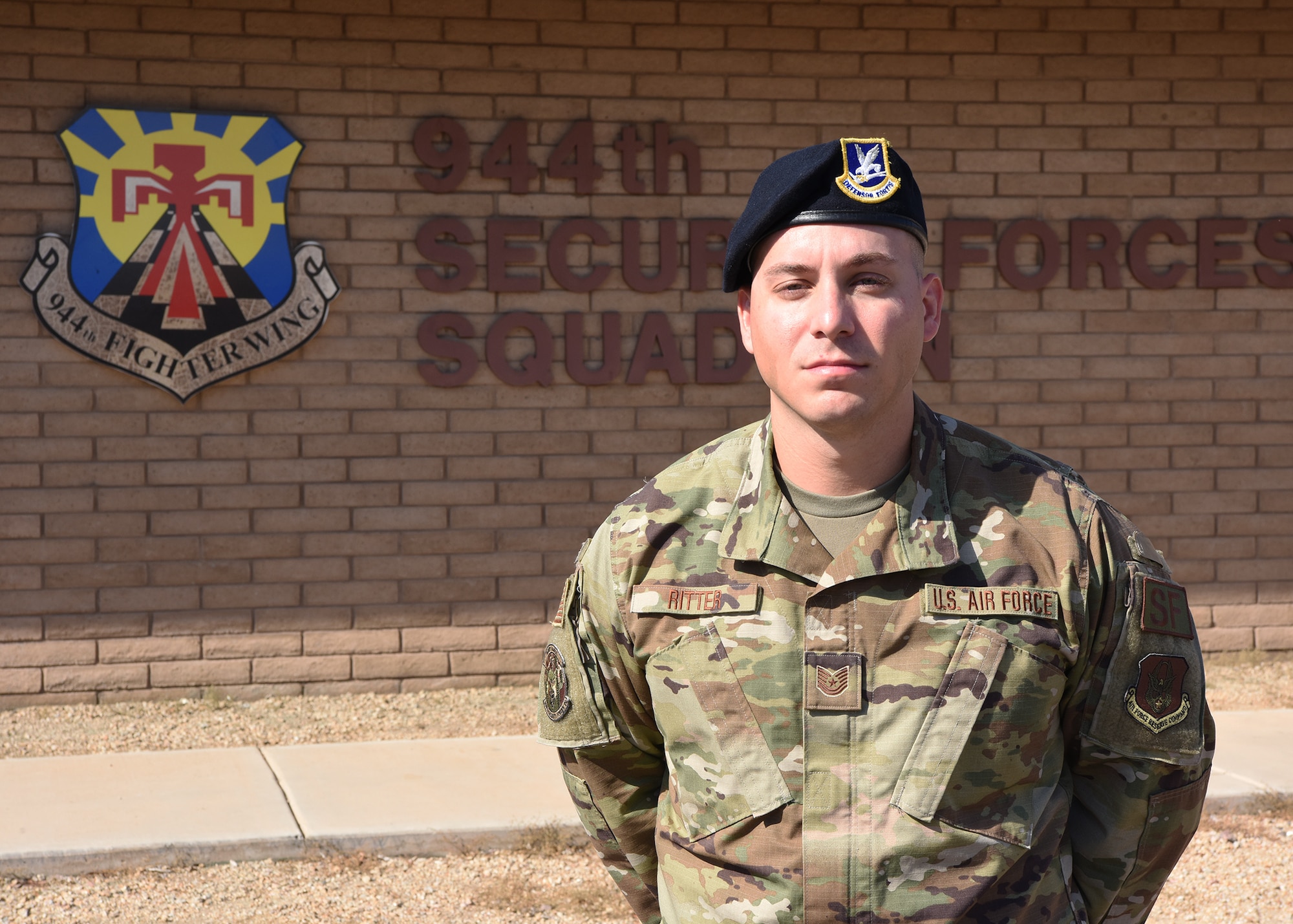 The 944th Fighter Wing Warrior of the Month for October 2021 is Reserve Citizen Airman Tech. Sgt. Brandon Ritter, 944th Security Forces Squadron fire team leader and unit training manager.