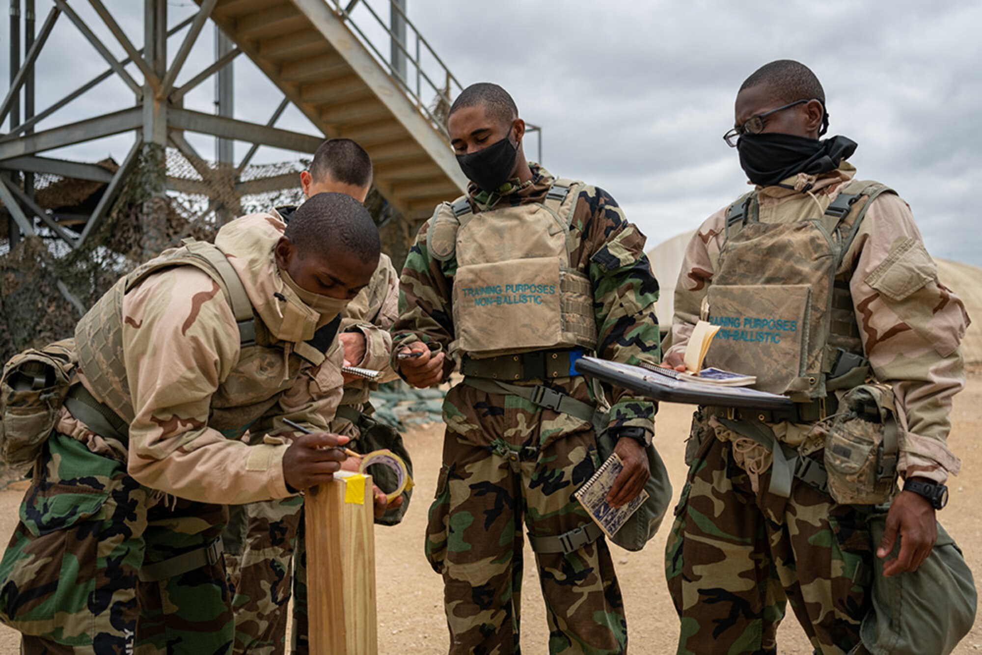 Trainees take part in CBRN Defense training.