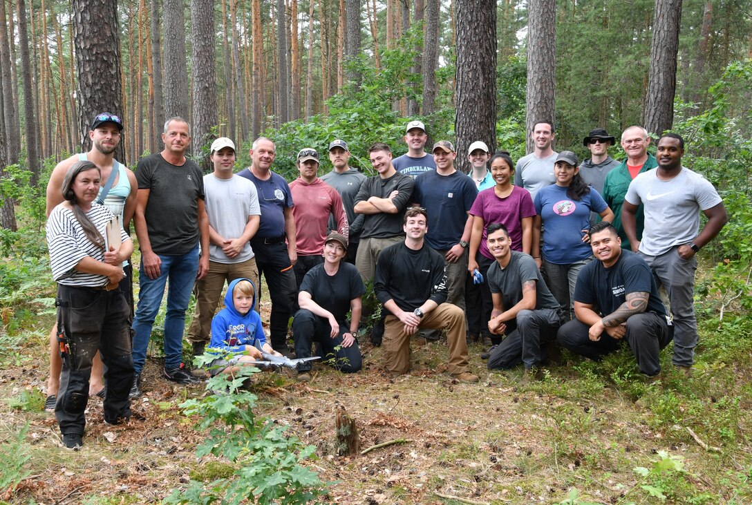 Group photo in the woods