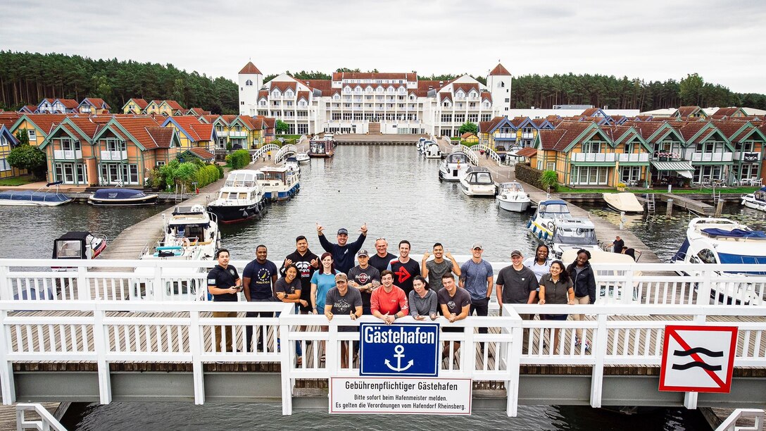 Group photo on a bridge