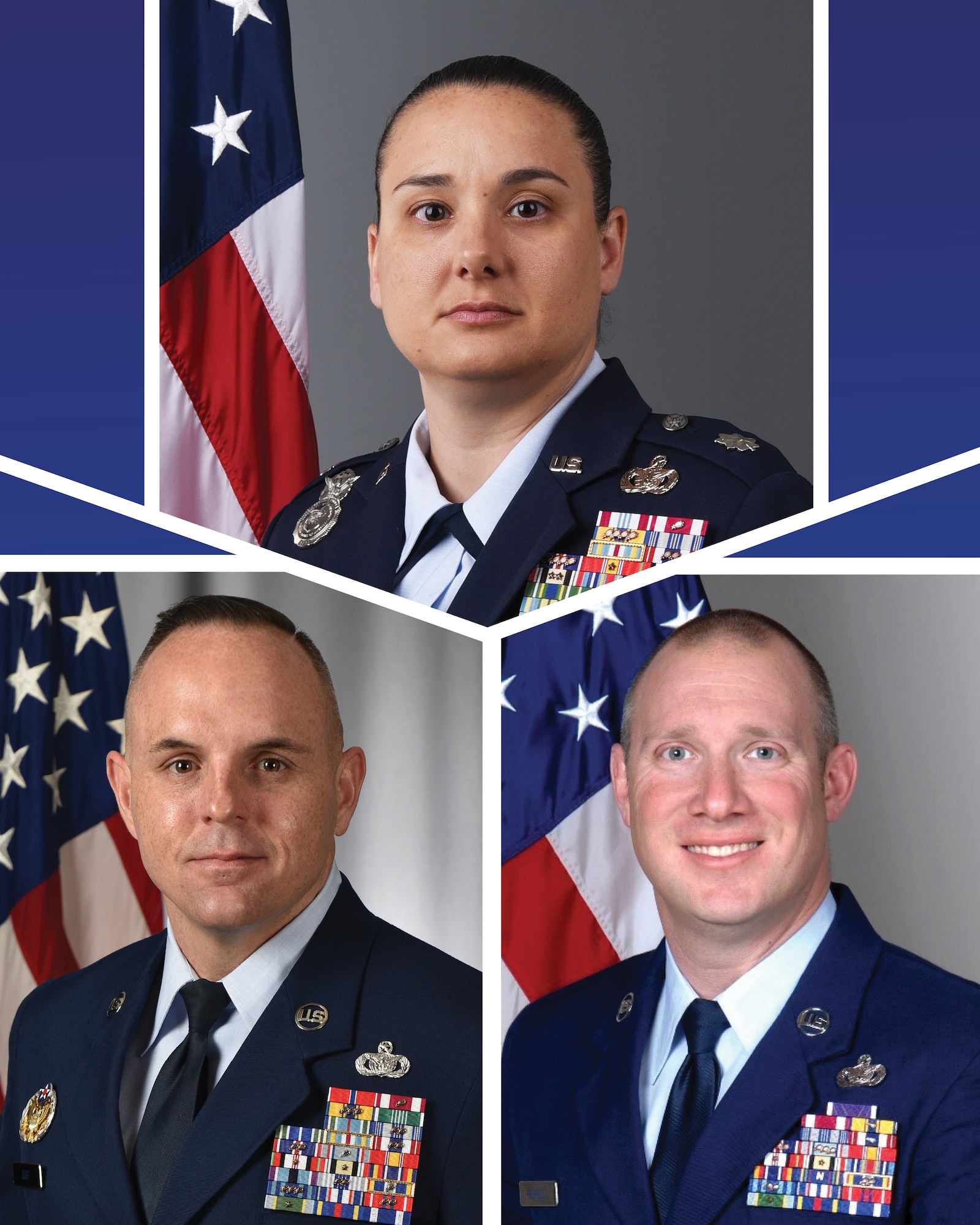 Lt. Col. Nicole Schatz, Senior Master Sgt. Chad Goff and Senior Master Sgt. Benjamin Seekell