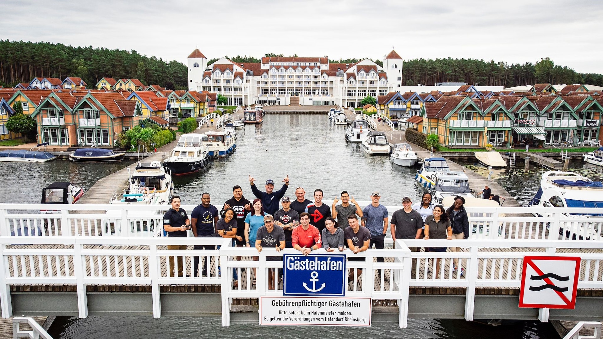 Group photo on a bridge