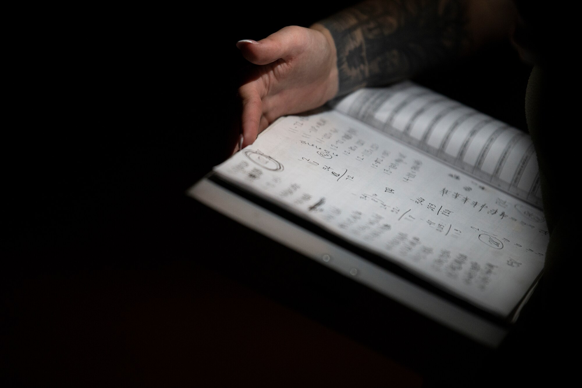 An 18th MUNS Airman takes notes.