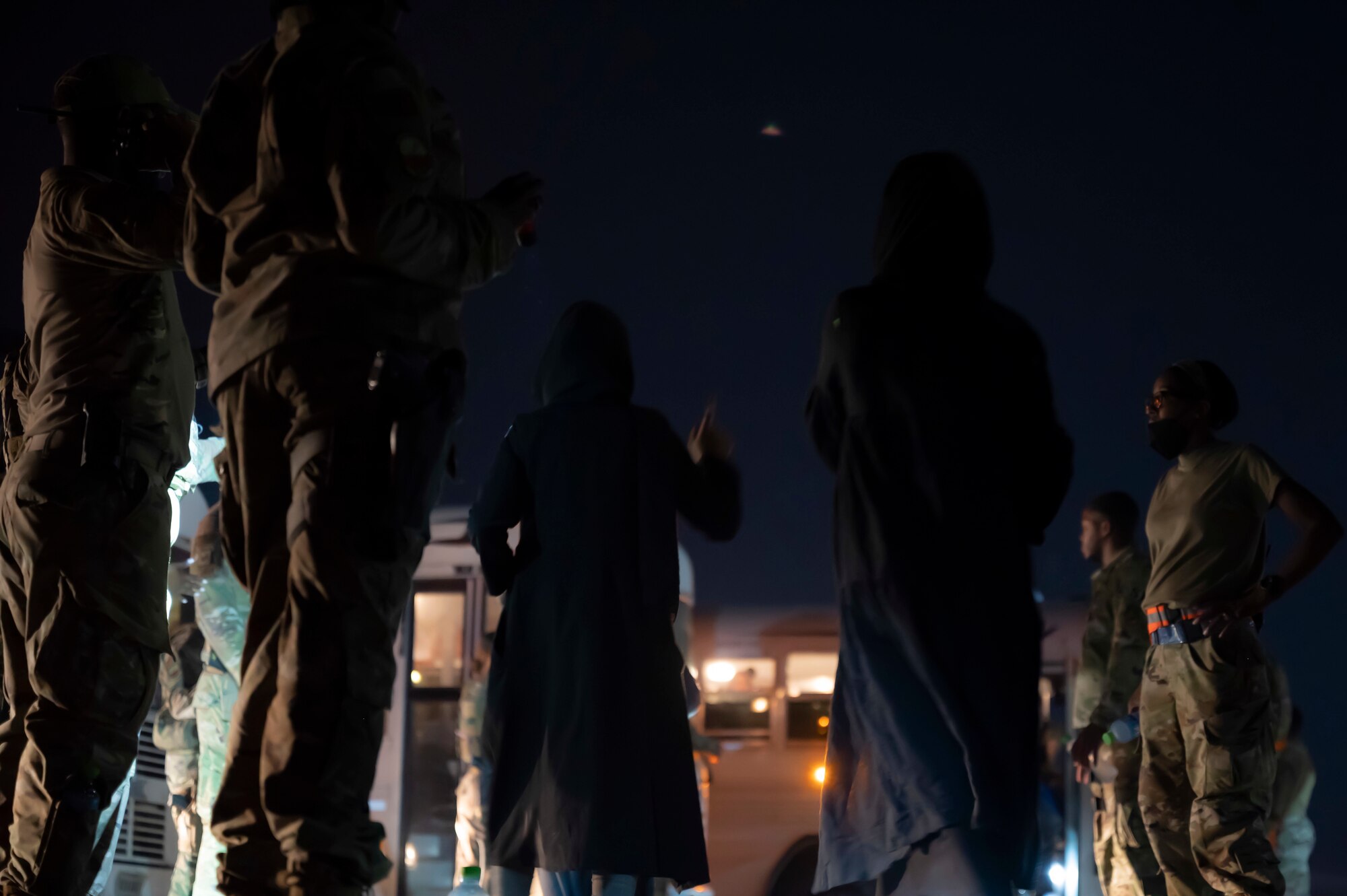A photo of service members supporting Afghanistan evacuations