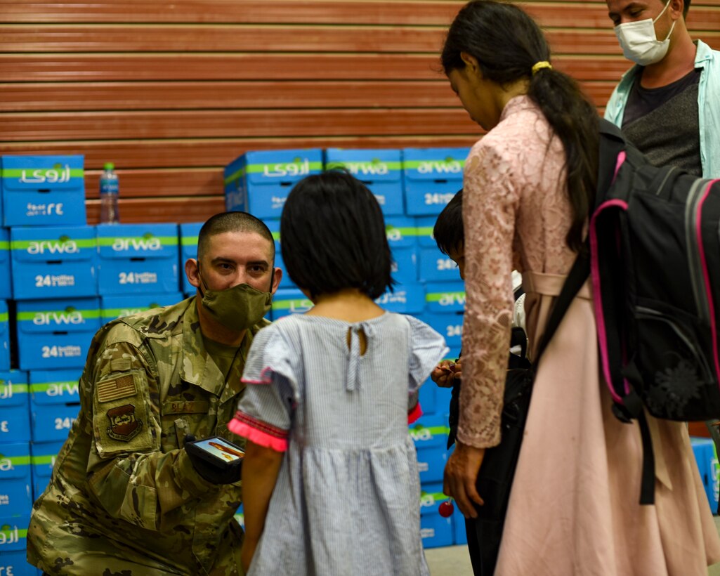 A photo of service members supporting Afghanistan evacuations