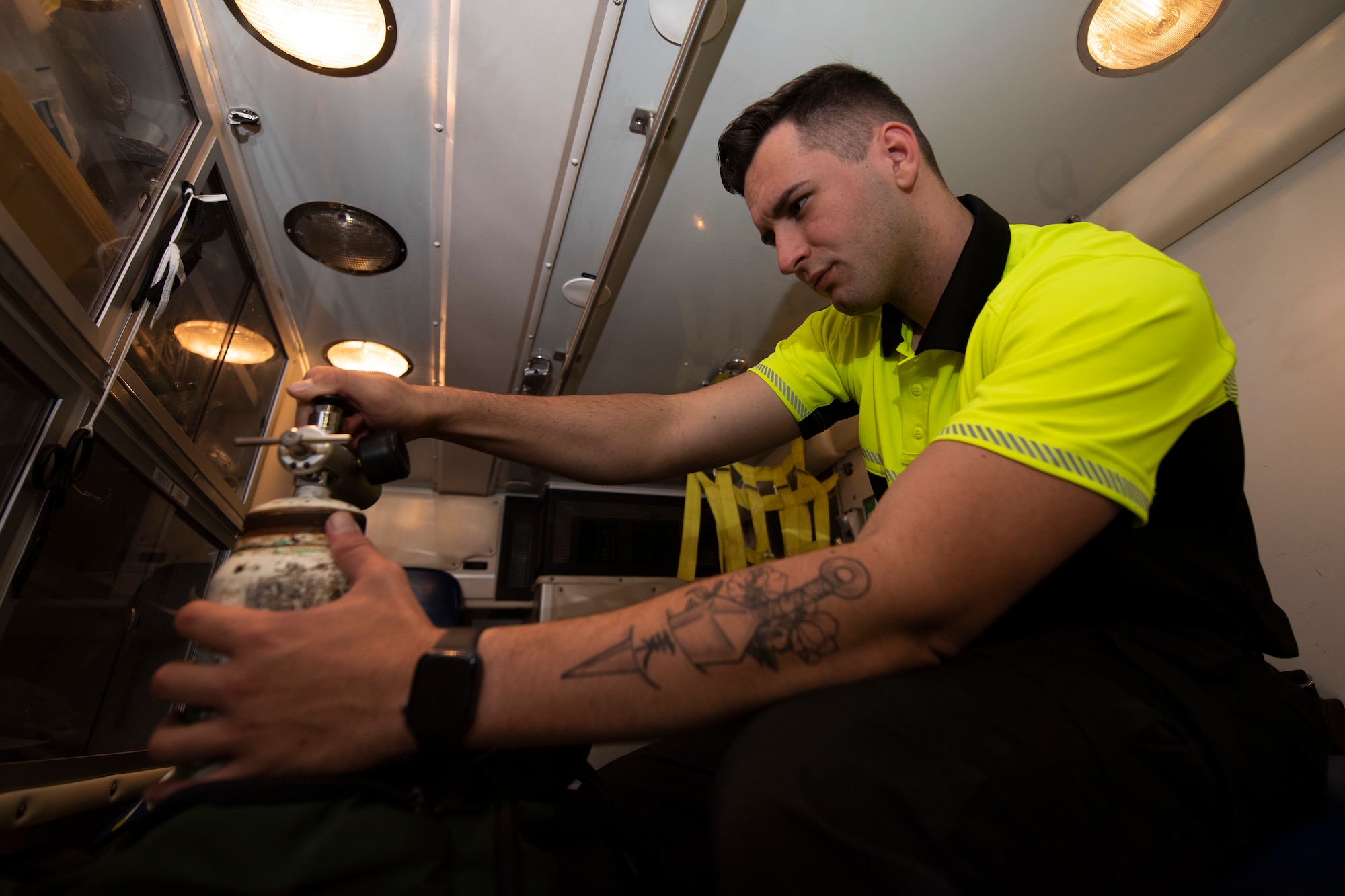 Airman performs equipment check.