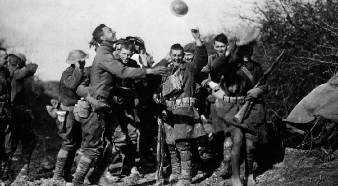 Soldiers celebrate.