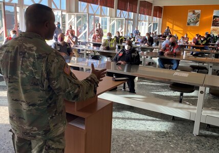 The battalion commanders from Army Field Support Battalion Germany and Army Field Support Battalion Mannheim conducted the town hall.