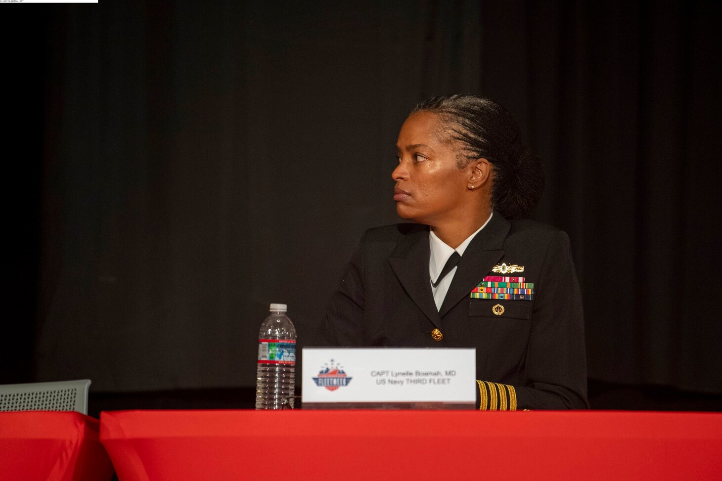 211007-N-HI500-1007 SAN FRANCISCO (Oct. 7, 2021) Capt. Lynelle Boamah, a Naval Surgeon assigned to U.S. 3rd Fleet, participates in a medical panel at the Academy of Art University during San Francisco Fleet Week (SFFW) 2021. SFFW is an opportunity for the American public to meet their Navy, Marine Corps and Coast Guard teams and experience America's sea services. During fleet week, service members participate in various community service events, showcase capabilities and equipment to the community, and enjoy the hospitality of the city and its surrounding areas. (U.S. Navy photo by Mass Communication Specialist 2nd Class Brandie Nuzzi/Released)