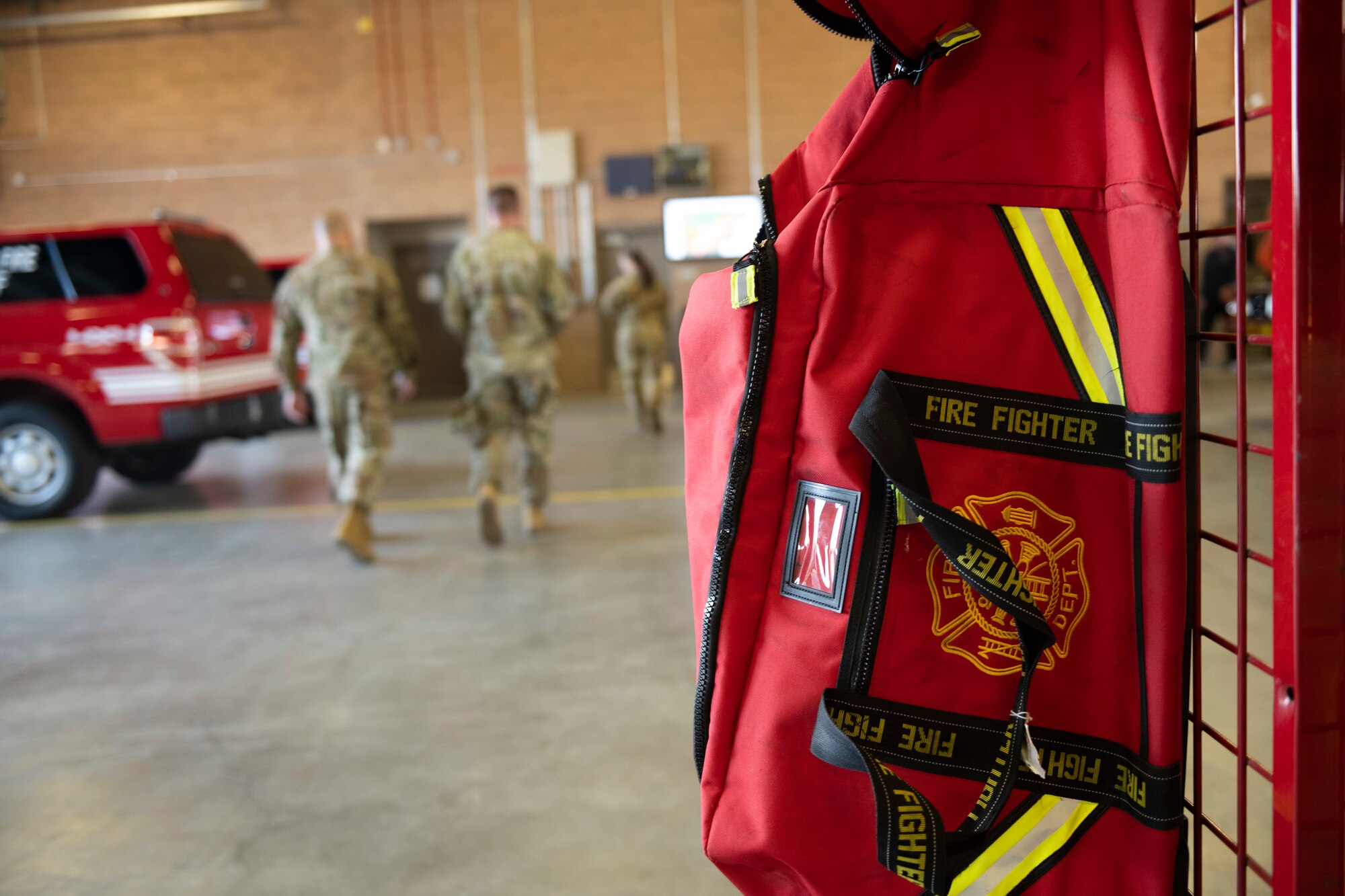 Photos of firefighters and firefighter equipment