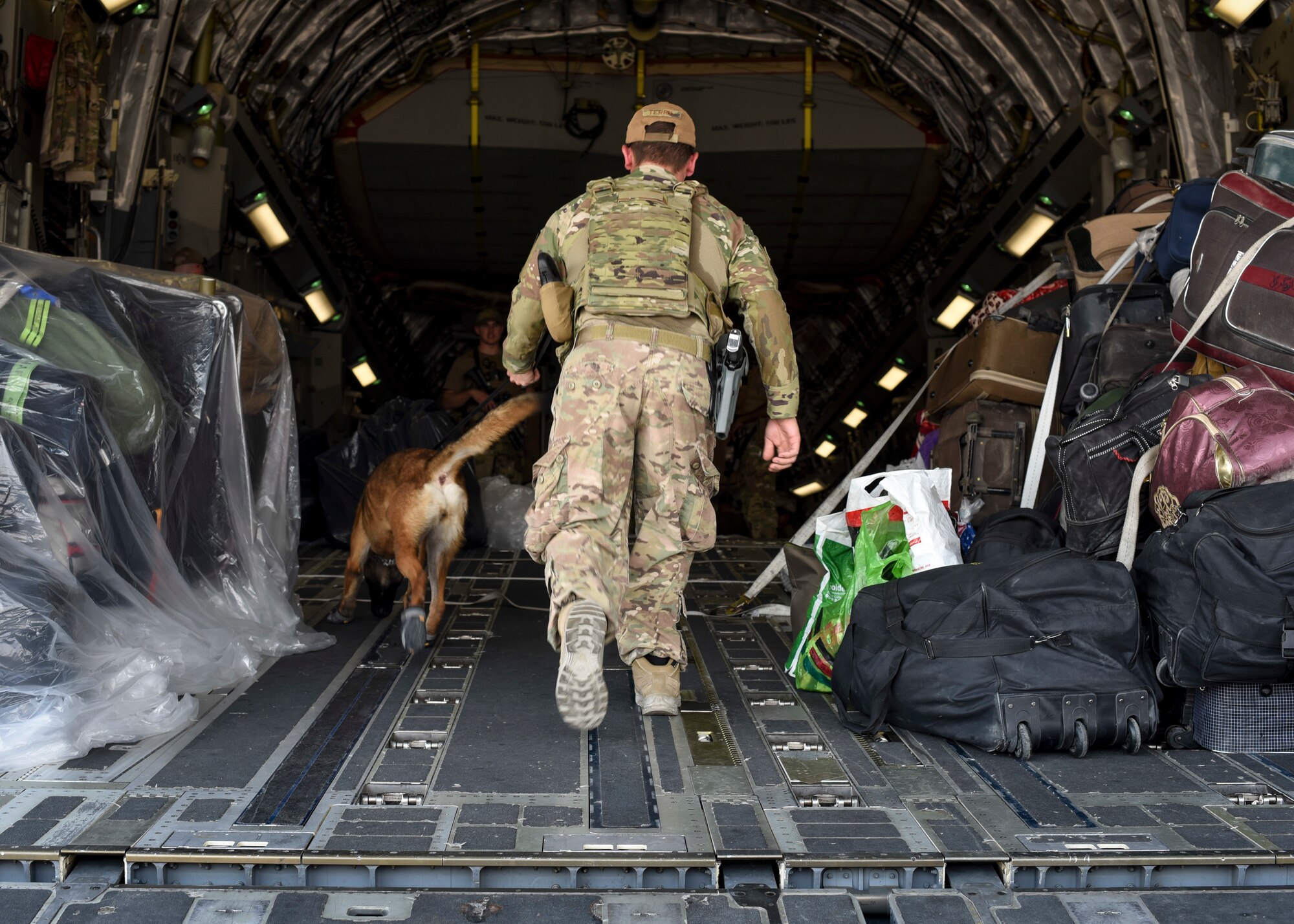 A photo of service members supporting Afghanistan evacuations