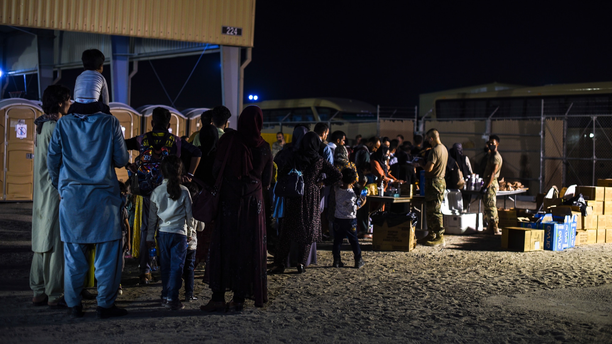 A photo of service members supporting Afghanistan evacuations