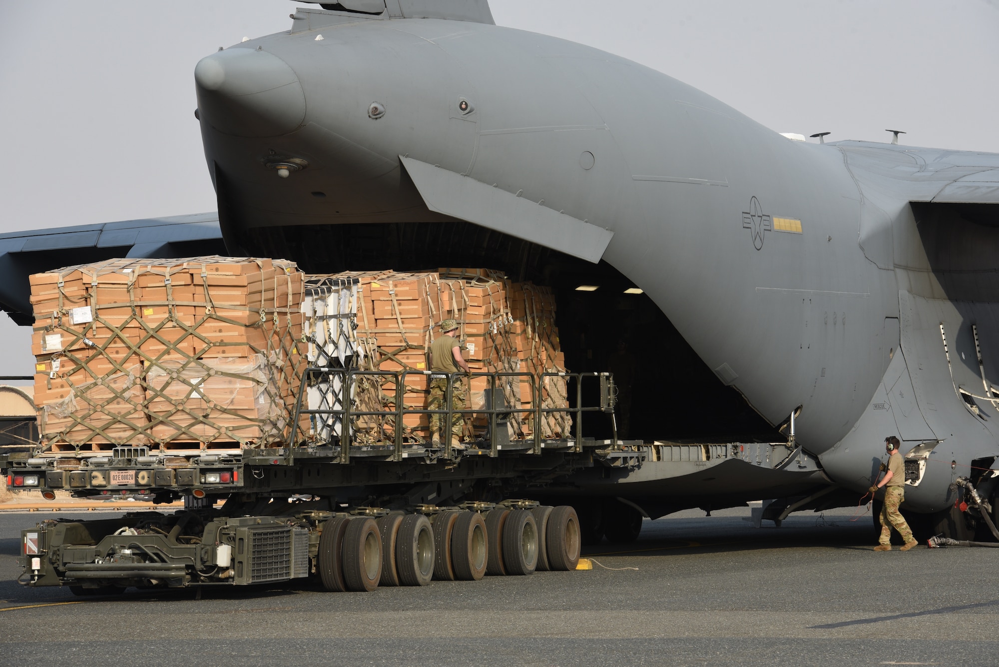 A photo of service members supporting Afghanistan evacuations