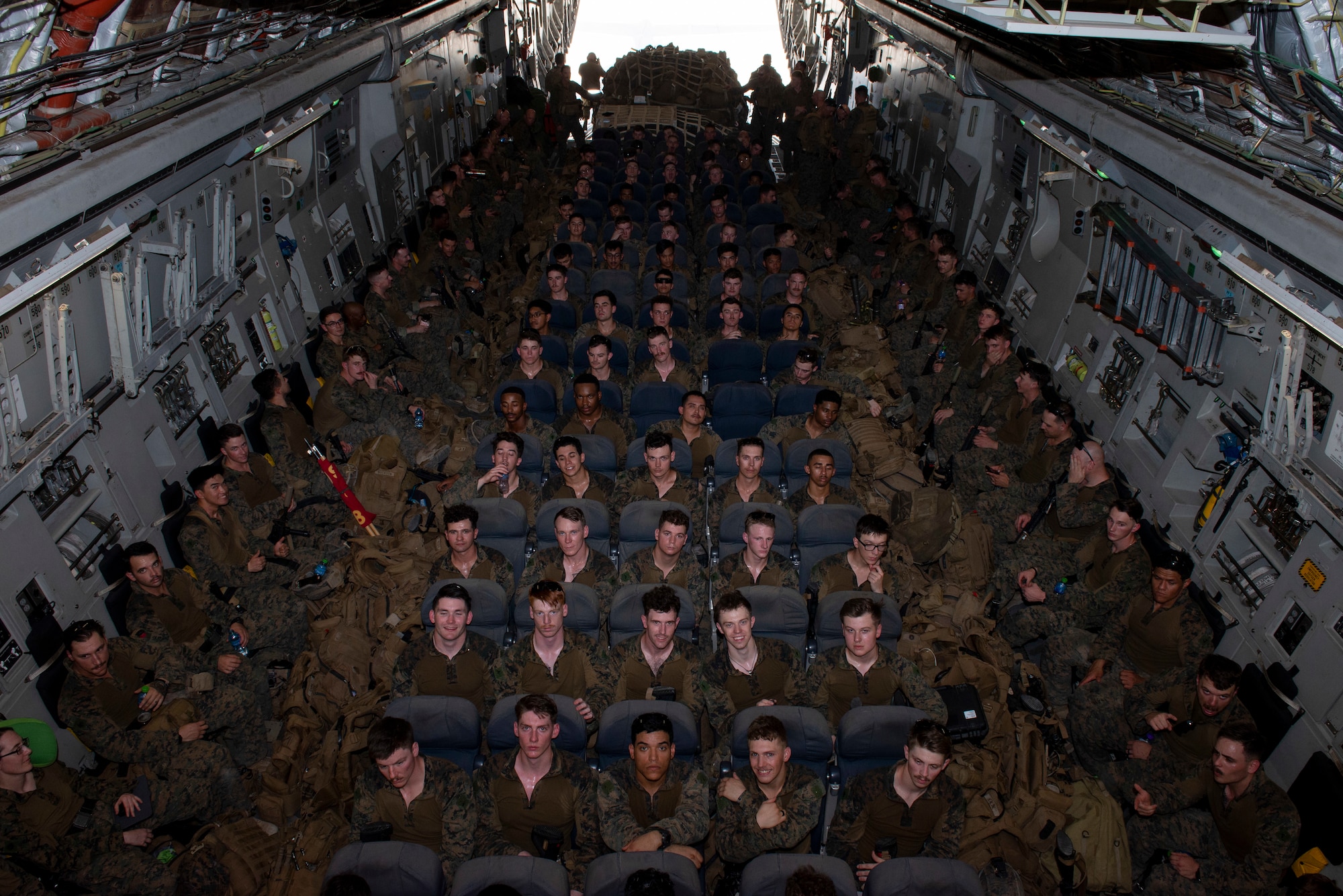 A photo of service members supporting Afghanistan evacuations