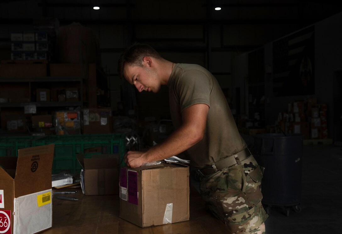 The Traffic Management Office inbound section receives, verifies and processes all cargo on AUAB. (U.S. Air Force photo by Kylie Barrow)