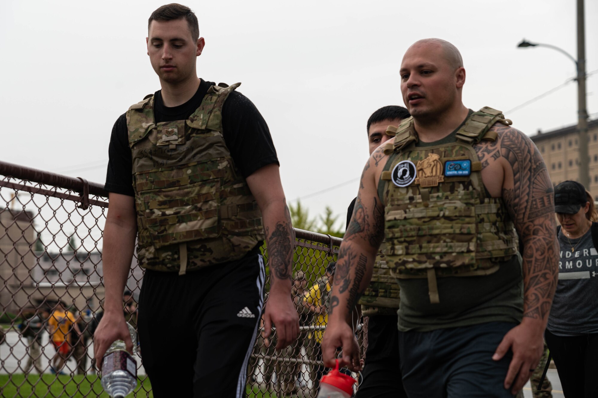Airmen begin a 3-mile ruck march hosted by 51st Security Forces Squadron
