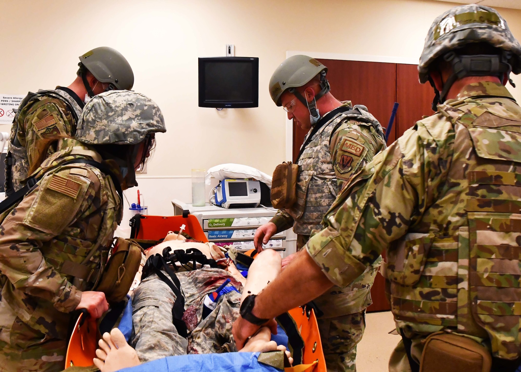 Medics and nurses from the 104th Medical Group went through a training to receive their Tactical Combat Casualty Care certificates Sept. 18-19, 2021, at the Hartford Hospital Center for Education, Simulation, and Innovation, in Hartford, Conn. The training focused on evidence-based, life-saving techniques and strategies for providing the best trauma care on the battlefield.  (U.S Air National Guard Photos by Staff Sgt. Sara Kolinski)