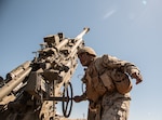 Field artillery cannoneer with 3rd Battalion, 12th Marines, 3rd Marine Division, emplaces M777A2 Howitzer during Artillery Relocation Training Program 21.1, at Combined Arms Training Center, Camp Fuji, Japan, April 26, 2021