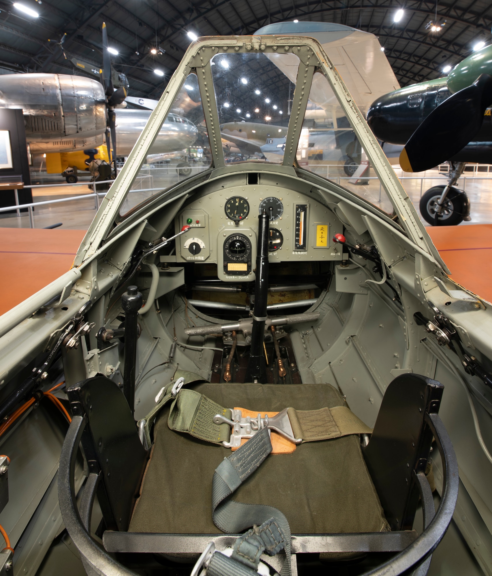 Interior view of the Yokosuka MXY7-K1 Ohka cockpit at the National Museum of the U.S. Air Force World War II Gallery.