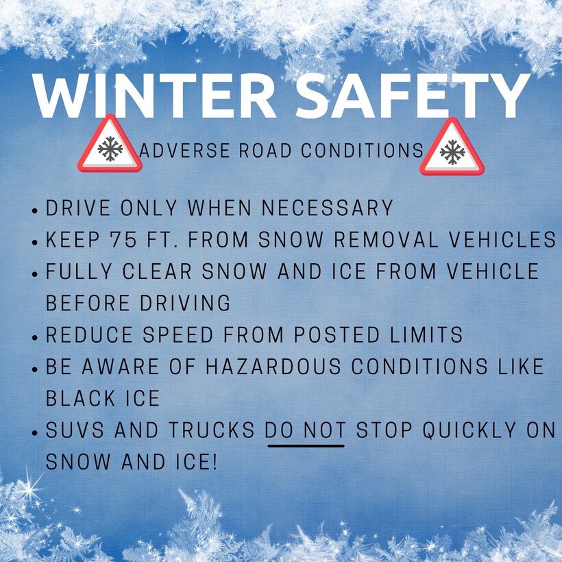 graphic depicting safe driving tips for adverse winter weather conditions