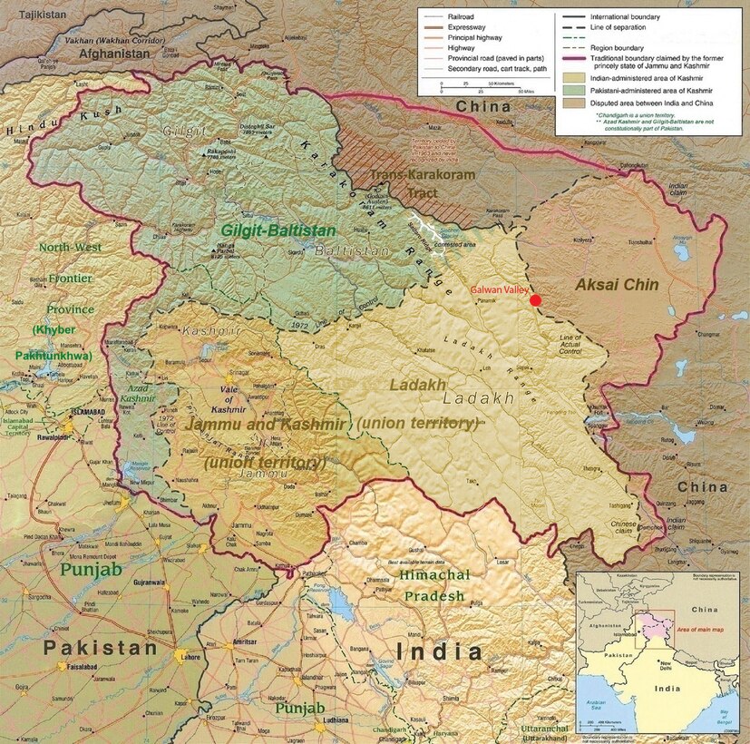 Map. Disputed Kashmir Region