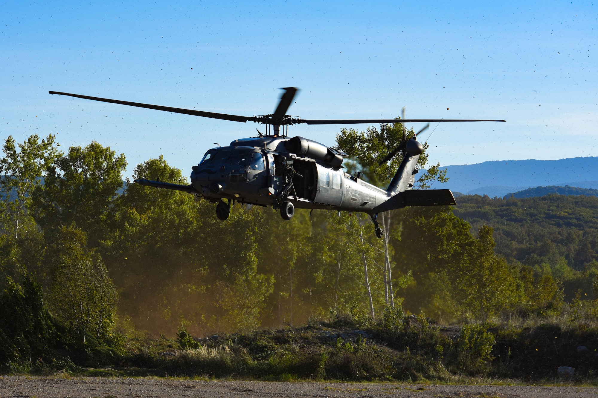 U.S. Air Force HH-60G Pave Hawk A6212 lands in Croatia during its final sortie Sept. 23, 2021. A6212 was stationed at Naval Air Station Keflavik from 1992-2006, Royal Air Force Lakenheath from 2006-2018 and Aviano Air Base from 2018 to present. (U.S. Air Force photo by Senior Airman Brooke Moeder)