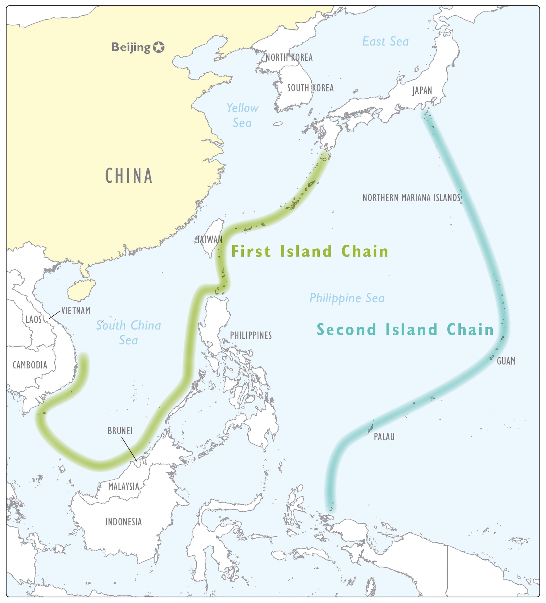 Map. First and Second Island Chains