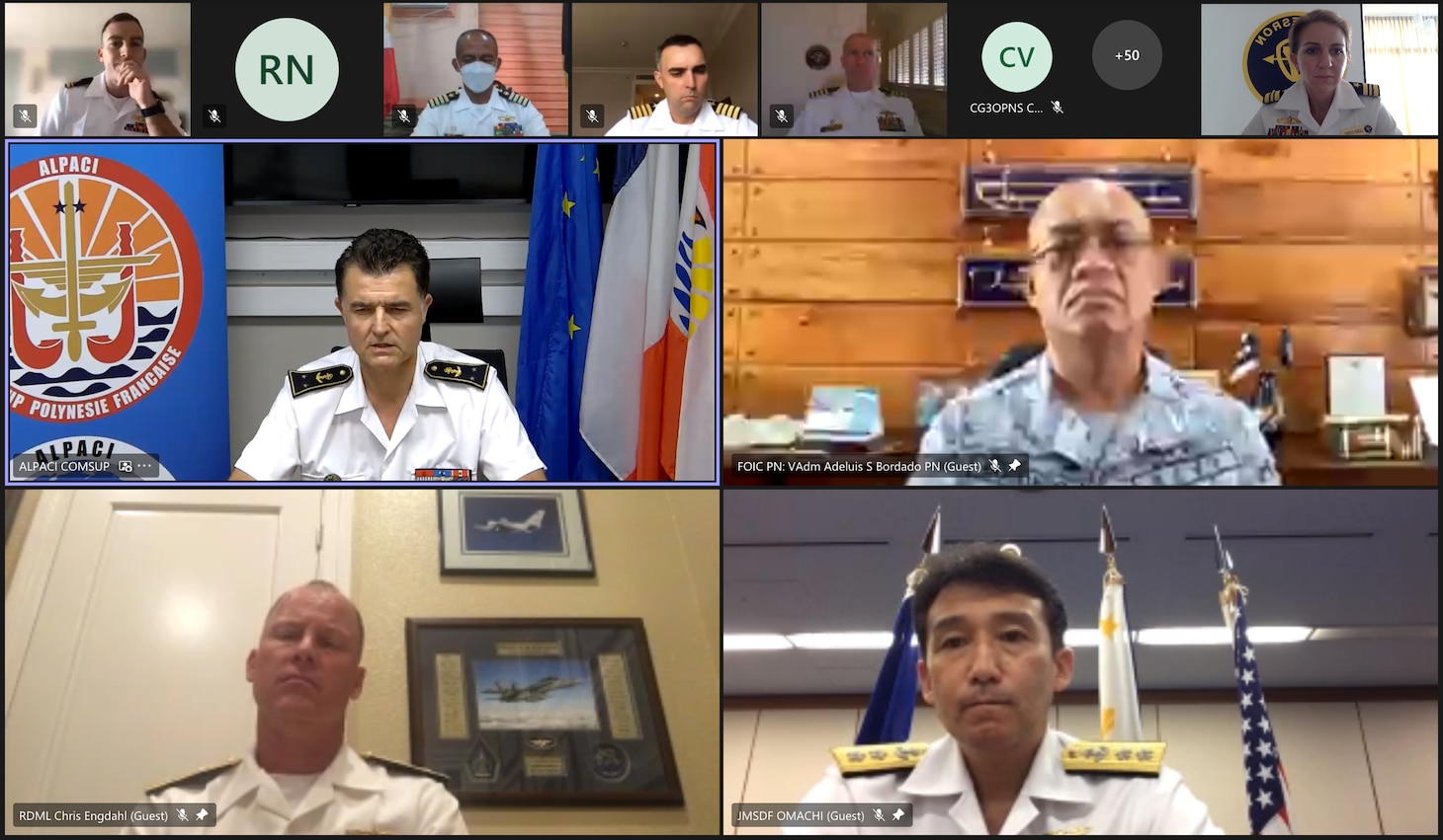 Personnel from the U.S., Philippines, Japan and France kicked off Maritime Training Activity (MTA) Sama Sama during a virtual opening ceremony, Oct. 11. MTA Sama Sama is a multilateral exercise and includes forces from Japan, Philippines and the United States, designed to promote regional security cooperation, maintain and strengthen maritime partnerships, and enhance maritime interoperability. (U.S. Navy courtesy photo)