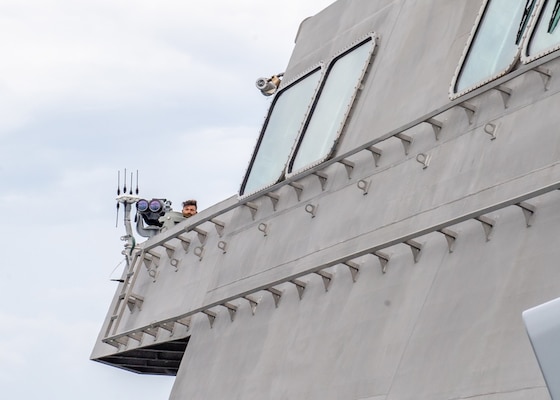 USS Charleston Sailors Stand Watch