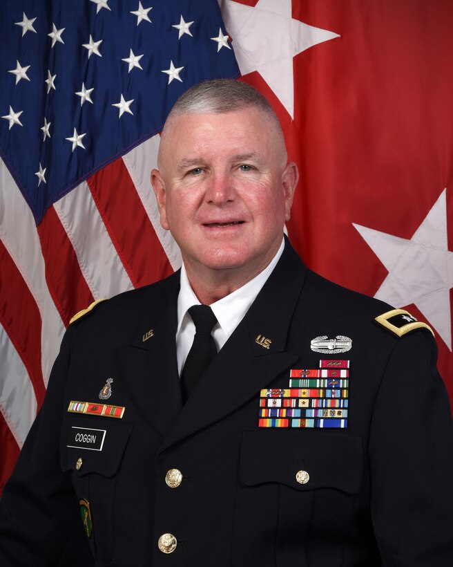 U.S. Army Reserve Maj. Gen. Jeffrey C. Coggin, Commanding General of the U.S. Army Reserve Civil Affairs and Psychological Operations Command (Airborne), poses for his official portrait Oct. 12, 2021.