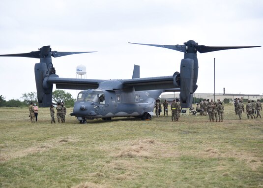 Goodfellow Air Force Base members tour a CV-22 Osprey