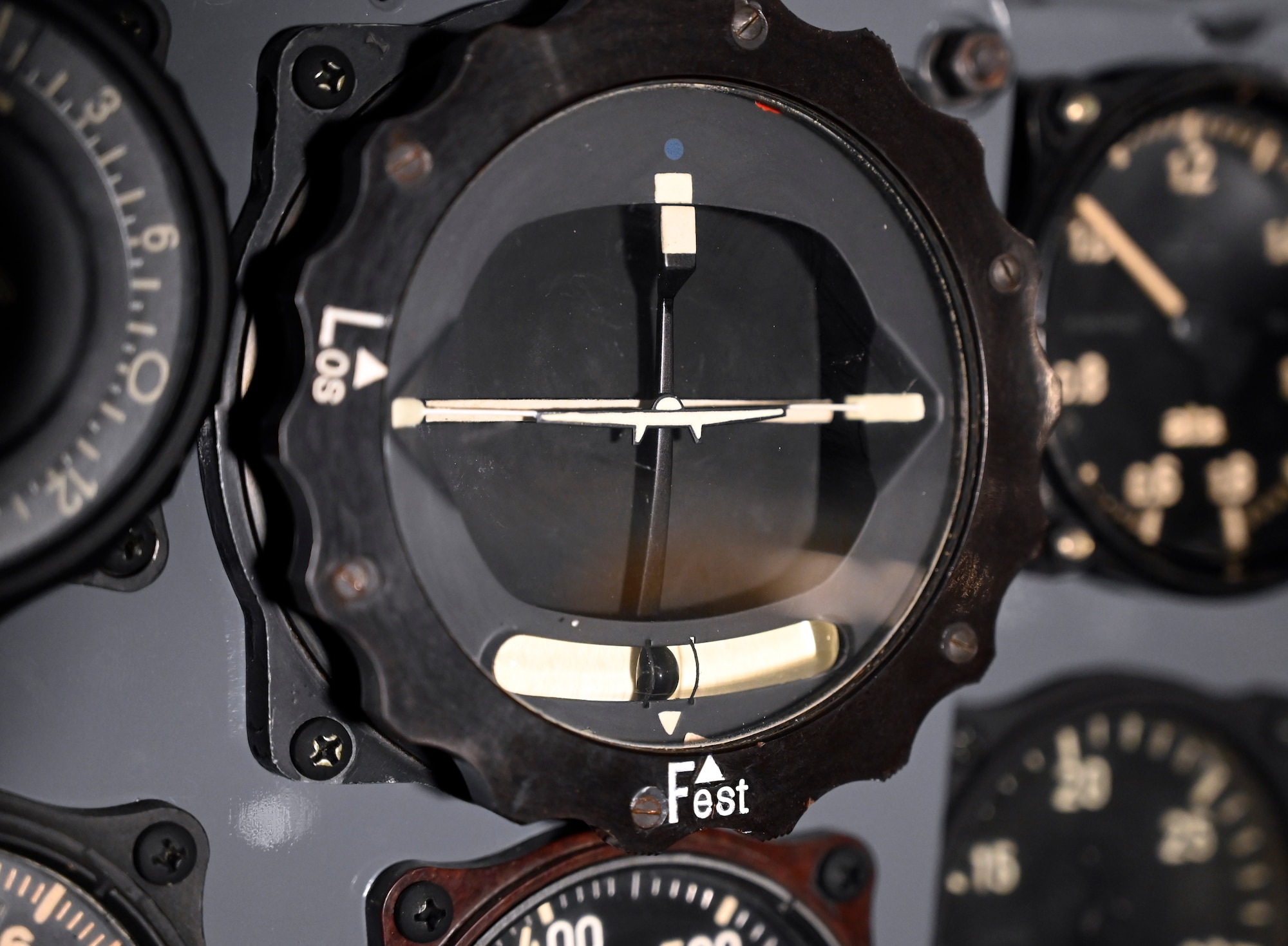 Cockpit view of the Messerschmitt Bf 109G-10 in the National Museum of the U.S. Air Force World War II Gallery.