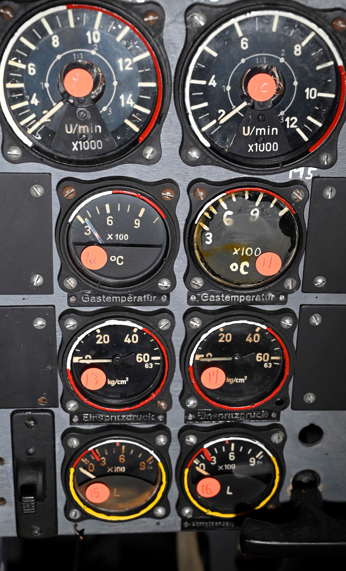 Cockpit view of the Messerschmitt Me 262A Schwalbe at the National Museum of the U.S. Air Force World War II Gallery.