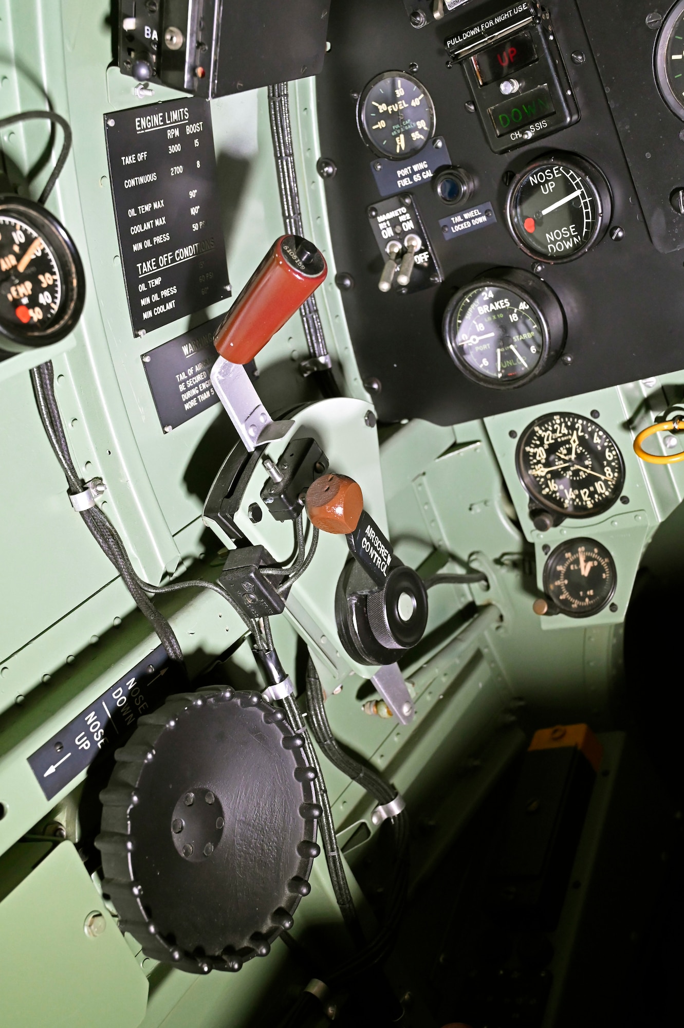 Interior view of the Supermarine Spitfire PR.XI cockpit at the National Museum of the U.S. Air Force World War II Gallery.