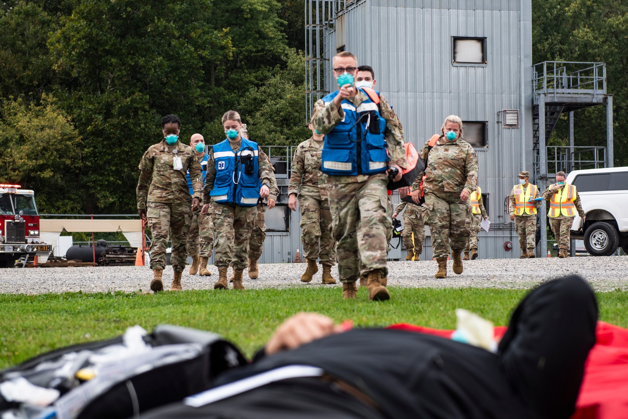 Simulated C-17 aircraft crash as part of an exercise Oct. 7