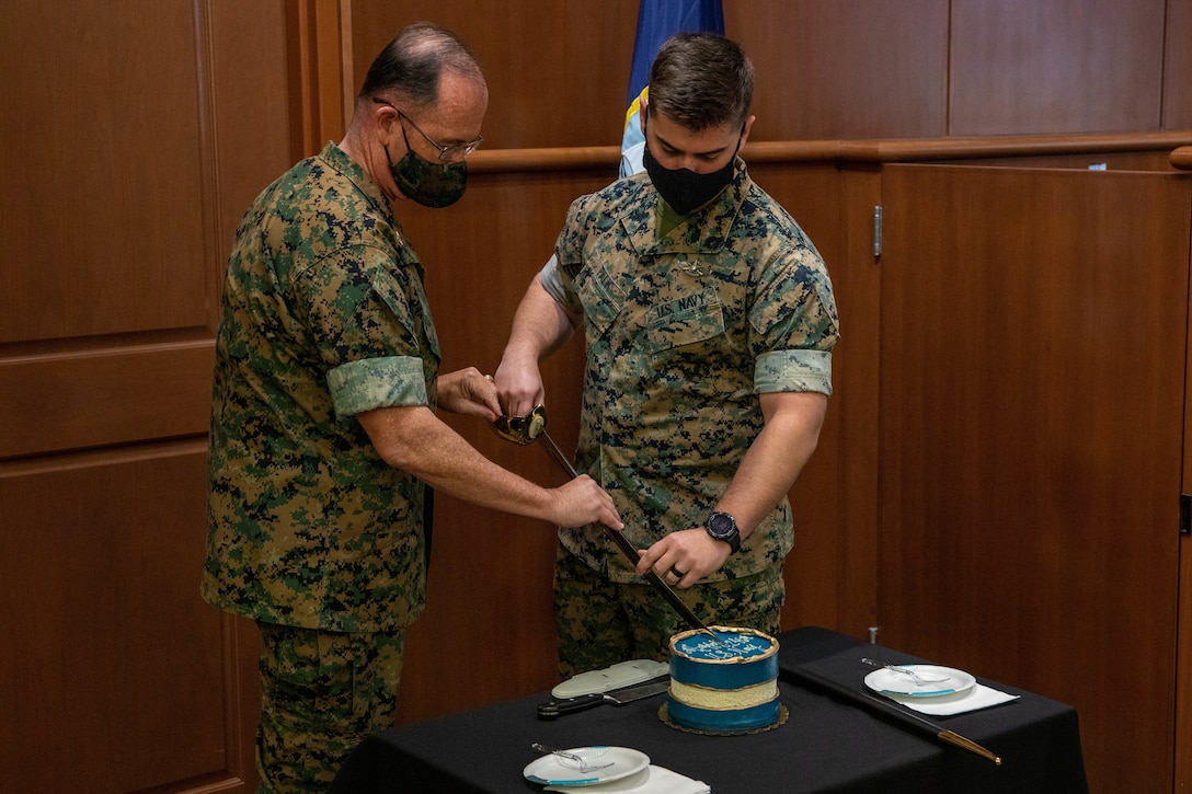 Marines and Sailors with MARFORRES celebrate U.S. Navy’s 246th birthday