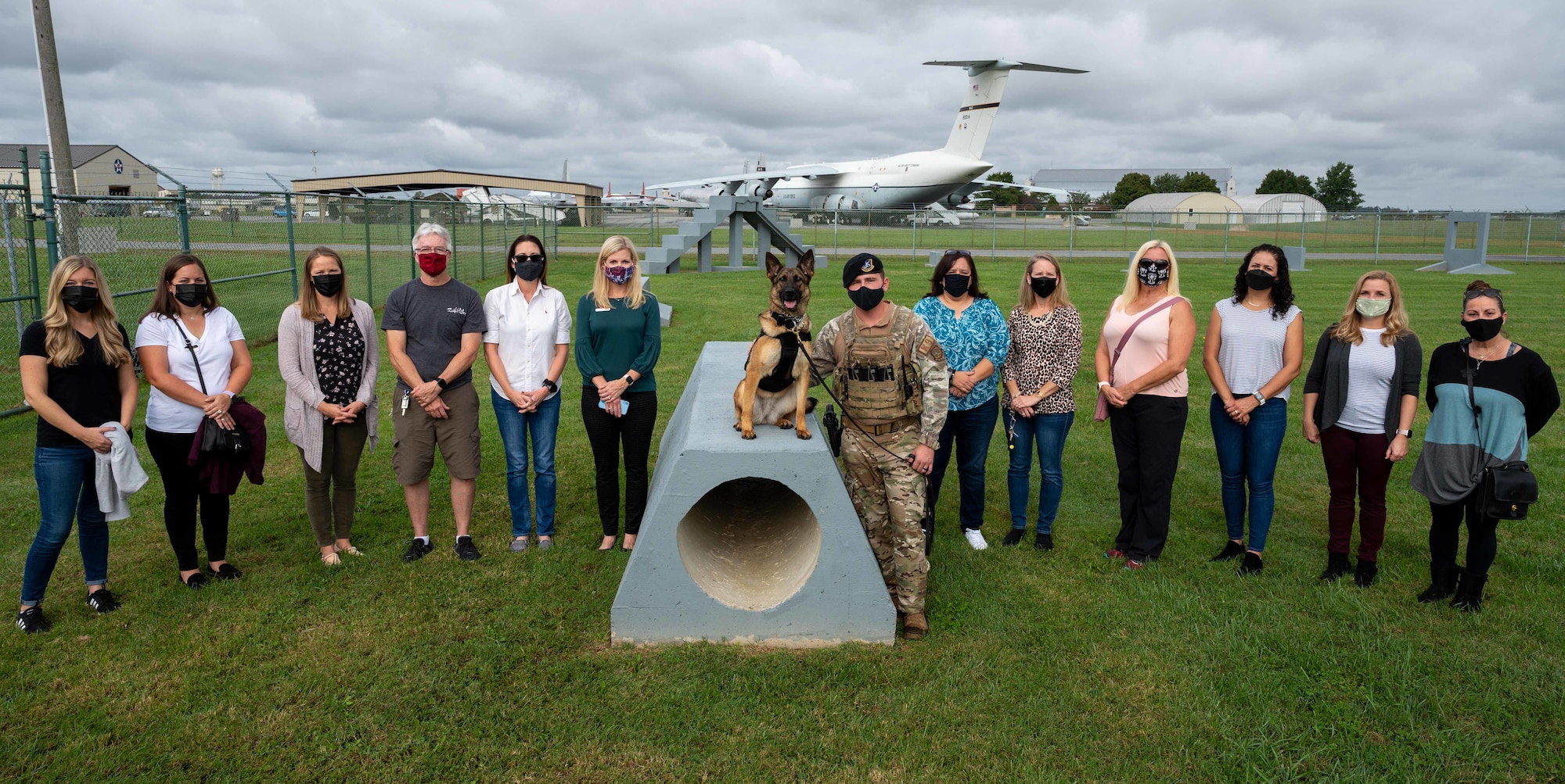 Dover Air Force Base key spouses participated in an immersion tour at Dover AFB, Delaware, Oct. 13, 2021. The tour featured facilities around base such as the Bedrock Innovation Lab, military working dog kennels and Air Force Mortuary Affairs Operations. The immersion aimed to familiarize and better equip spouses in assisting Airmen and their families. (U.S. Air Force photo by Senior Airman Faith Schaefer)