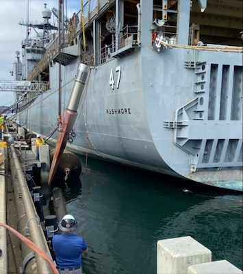 Southwest Regional Maintenance Center Completes Its First-Ever Waterborne Rudder Overhaul on USS Rushmore