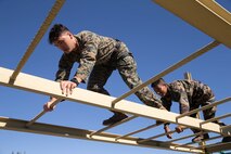 U.S Marine Corps Lance Cpl. Aaron Bertrand, a native of Warner Robins, Ga., with 1st Battalion, 6th Marine Regiment, 2d Marine Division, participates in an obstacle course during Exercise Baccarat