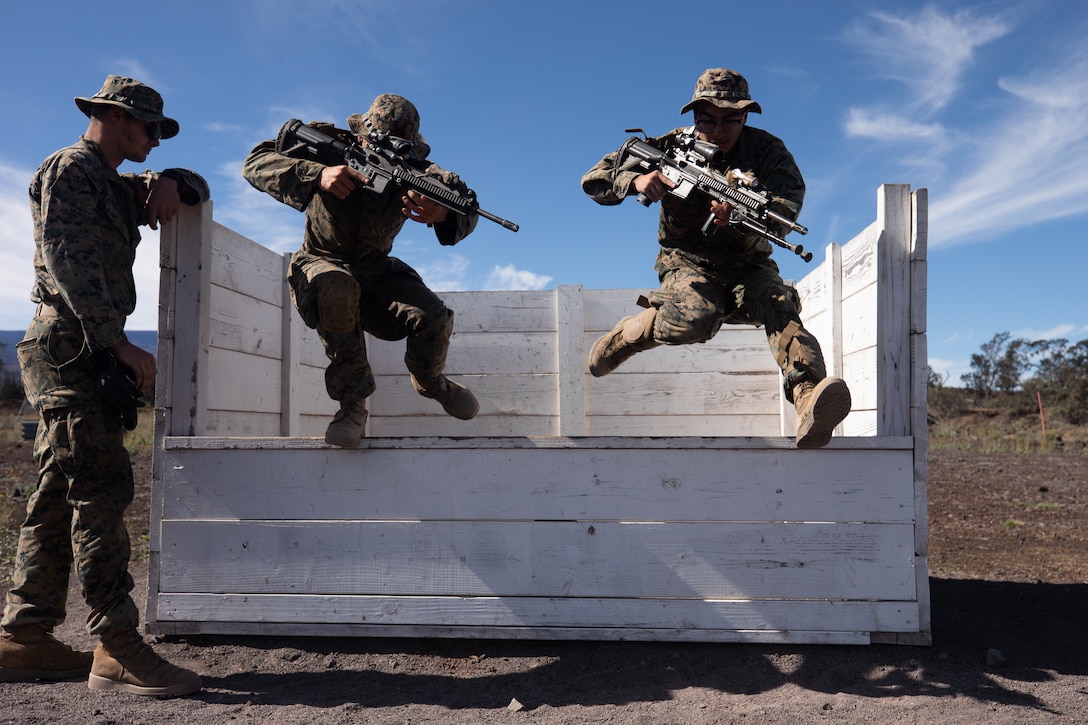 U.S. Marines with India Company, 3rd Battalion, 3rd Marines, practice emergency-grenade drills during Bougainville II at Pohakuloa Training Area, Hawaii, Oct. 6, 2021. Bougainville II is part of 3/3’s pre-deployment work-up and is designed to increase combat readiness.